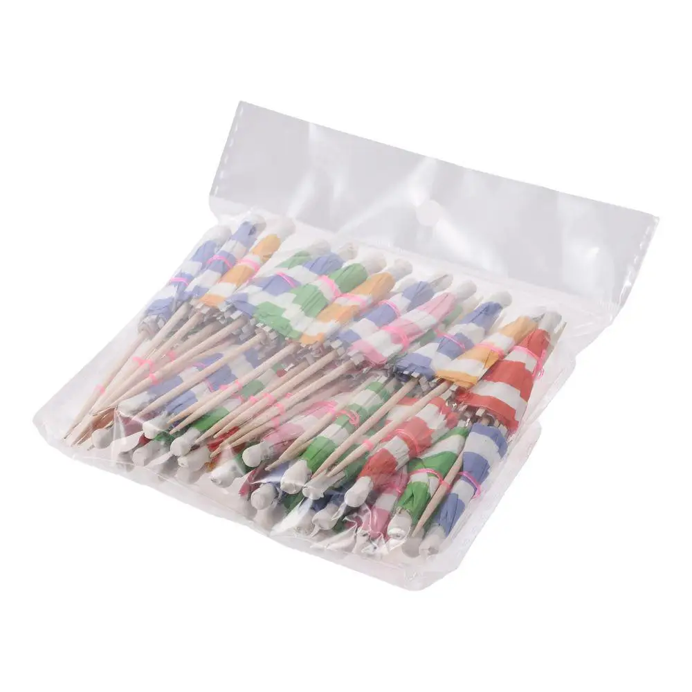 Bamboo sticks and paper Umbrellas Cocktail Picks Multicolor 3.9