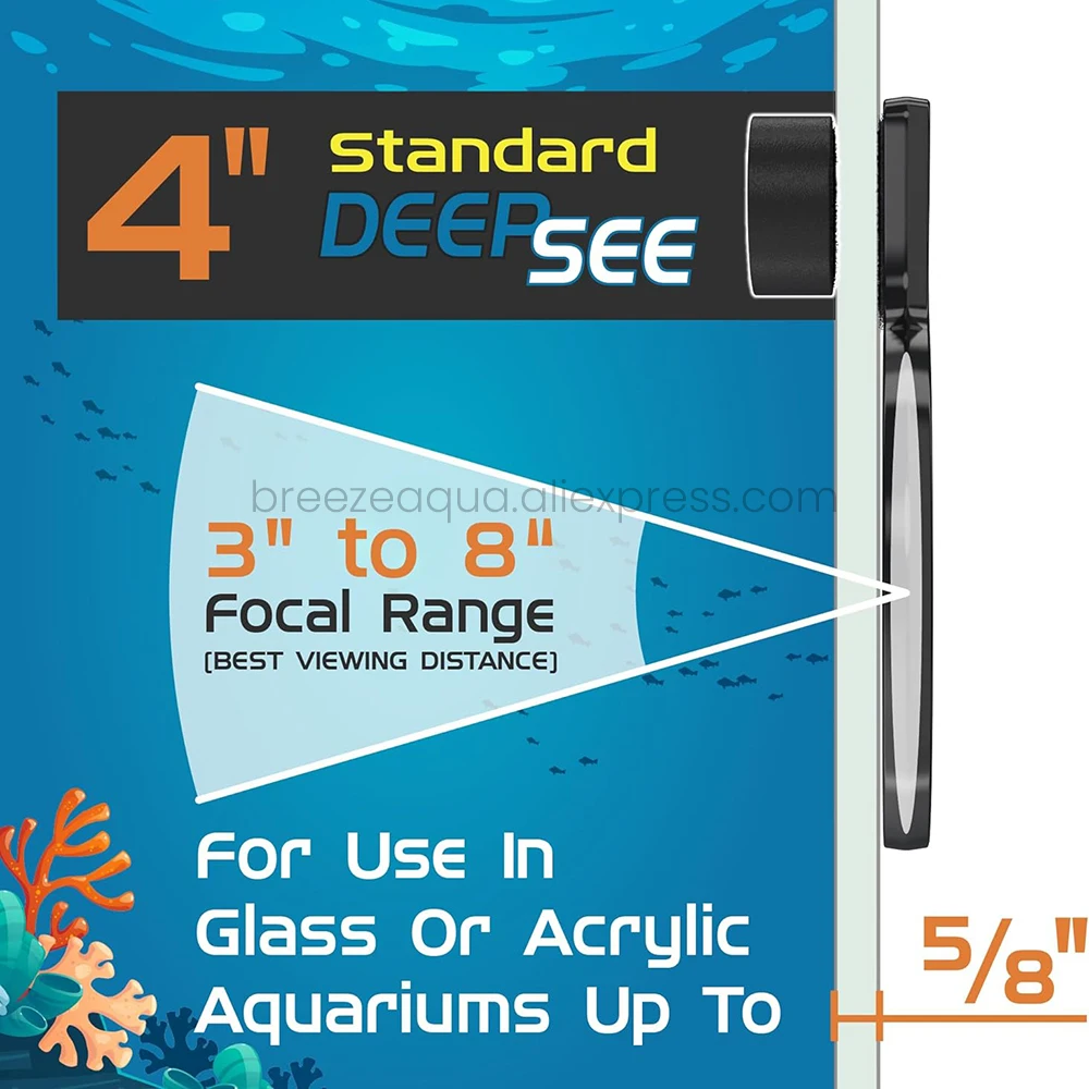 Flipper DeepSee Glas Acryl Zoetwater Zoutwater Aquarium Helder 4” en 5” Standaard Max Vergrote Magnetische Aquariumviewer