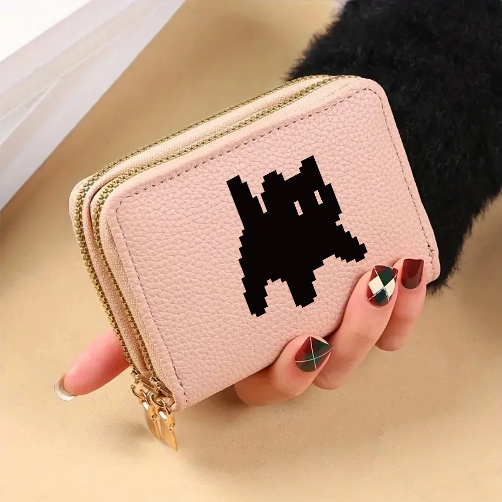 Fashionable Lady's Mini Wallet with Double Zippers and Multiple Card Slots, Personalized for Ladies.
