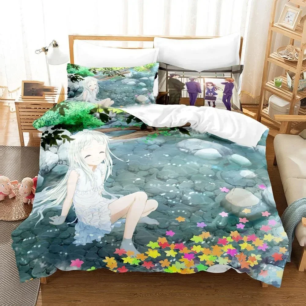 Anime Anohana Honma Meiko Bedding Set Boys Girls Twin Queen Size Duvet Cover Pillowcase Bed Kids Adult Home Textileextile