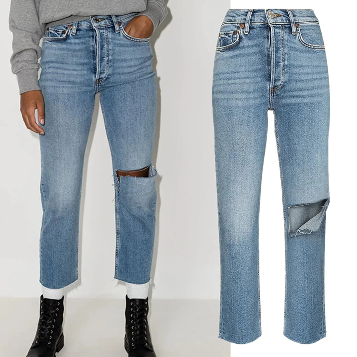 Jenny & Dave, pantalones vaqueros para mujer, pantalones vaqueros para mujer, pantalones vaqueros para mujer, ropa para mujer, pantalones vaqueros rasgados de calle alta para mujer 2026