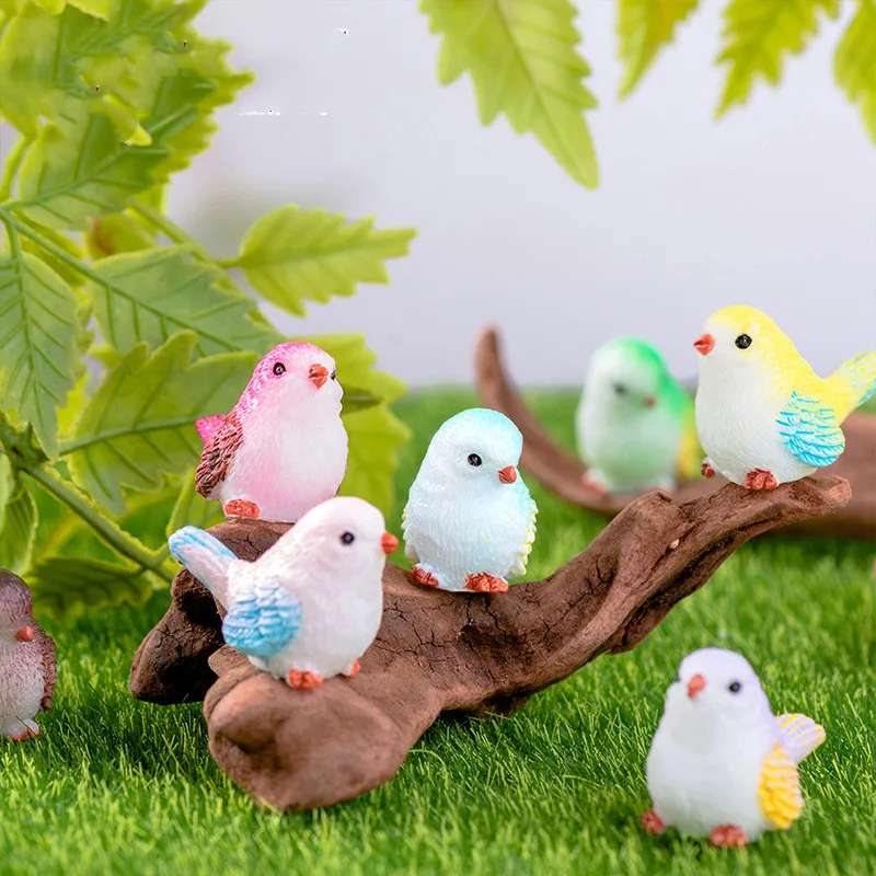 Figurines Miniatures Cute Colorful Bird Micro Landscape Ornaments For Home Decorations DIY Garden Potted Plant Accessories