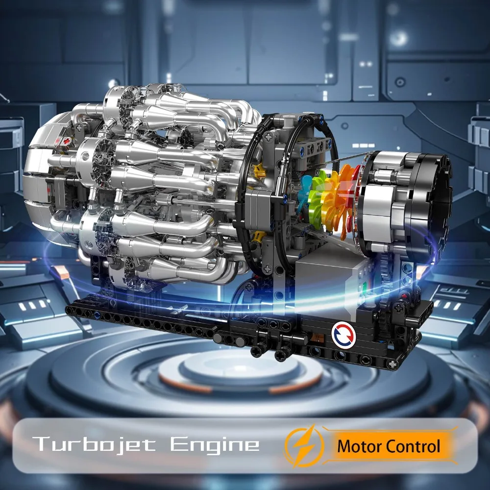 Mould King 10216 Kit di costruzione motore turbojet Modello di motore per auto motorizzato STEM Giocattolo educativo per bambini Adulti Regalo di Natale