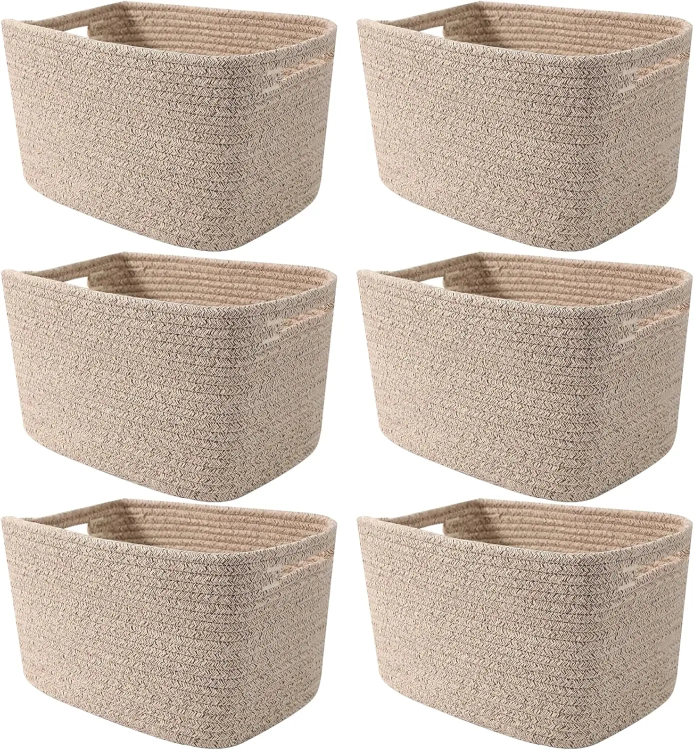 

Woven Rope Baskets, 12.6x9x7.8 Inch Storage Bins for Toys and Books, Organizer Shelf Boxes for Nursery and Living Room Decor