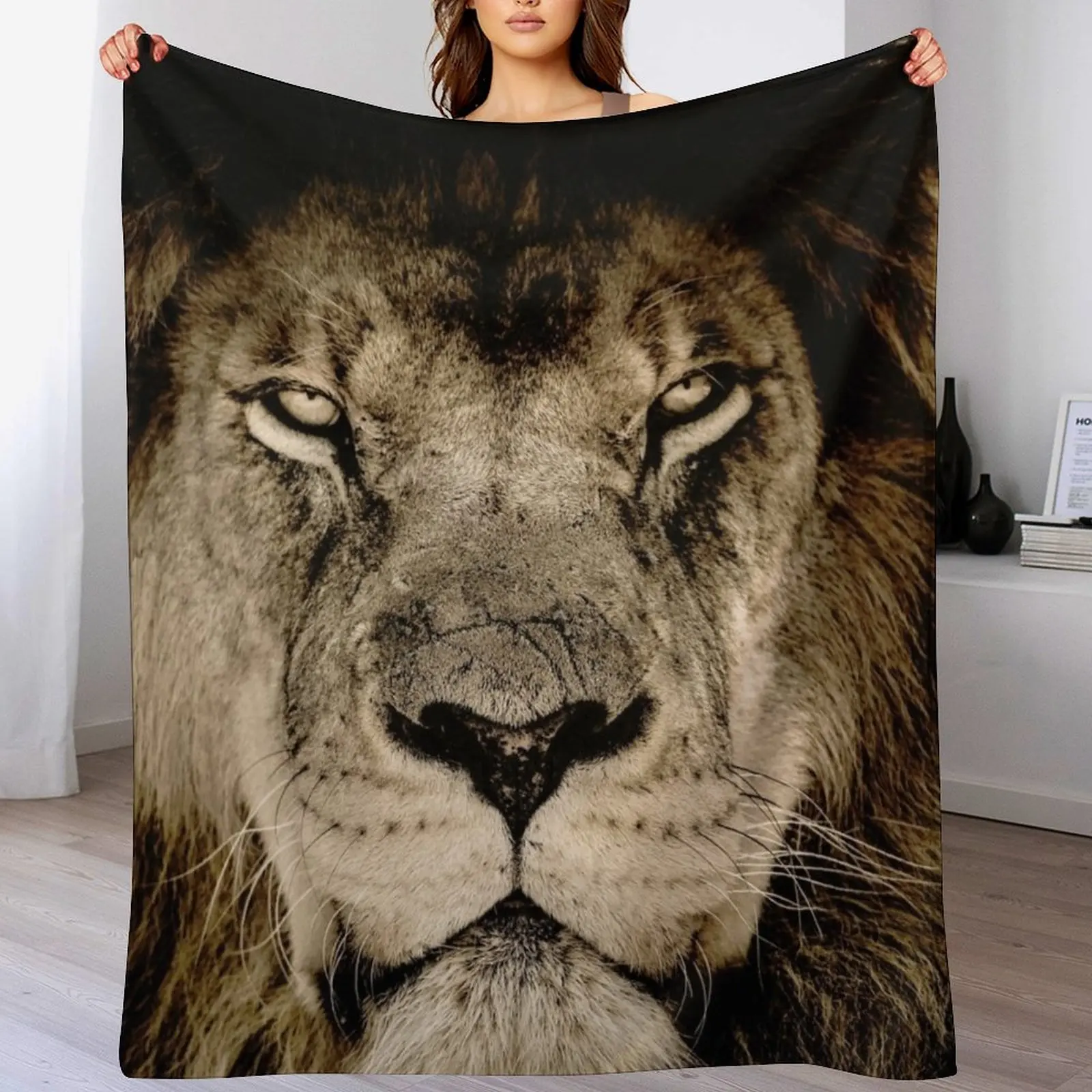 

Face of Lion Throw Blanket Cozy Microfiber Throw Blanket for Home Bedroom