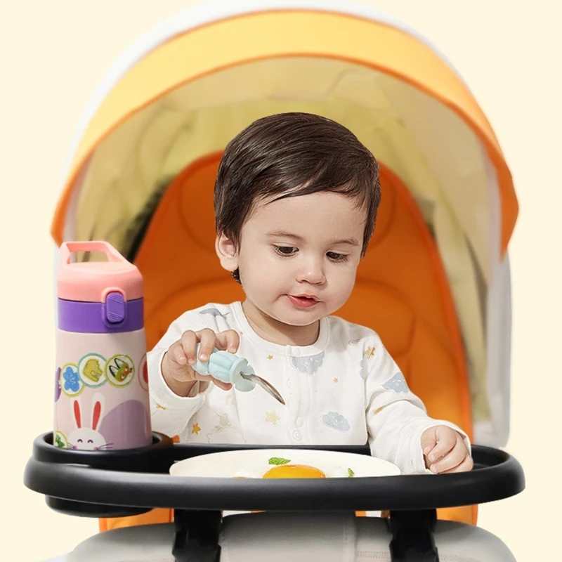 Bandeja essencial para carrinho bebê, suporte para copos com bandeja para lanches, para crianças pequenas, suporte giratório