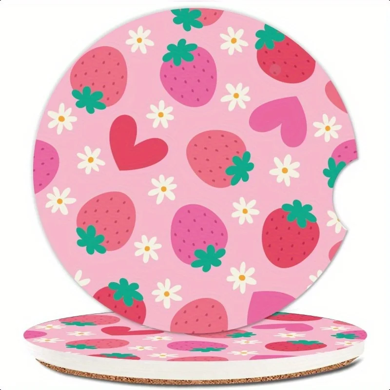 

Absorbent Car Cupholder Coaster 2 Pack Cute Car Coasters with a Finger Notch for Women and Men 2.56" Ceramic Stone