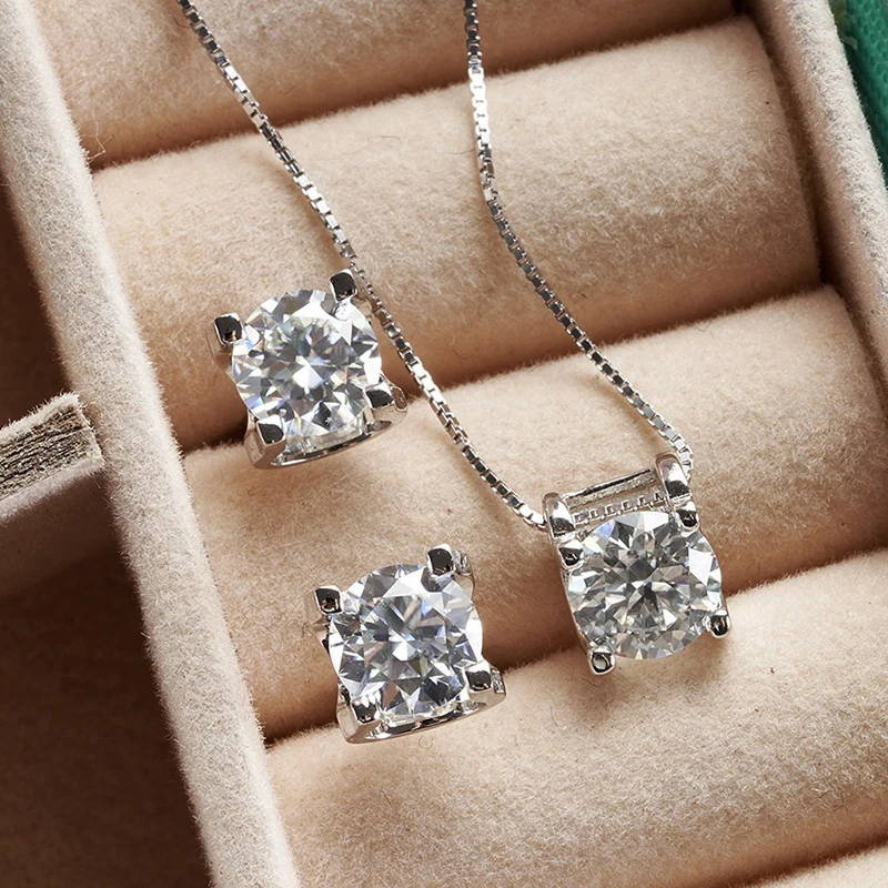 JoyceJelly 3ct D Clolor Echter Moissanit Schmuck Sets Damen Sterling Silber 925 Ohrringe Halskette Für Frauen Braut Set Geschenke – Detail 4