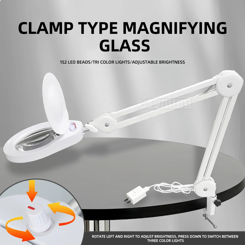 White Magnifying Glass PD430178T with Three-Color Light Adjustable