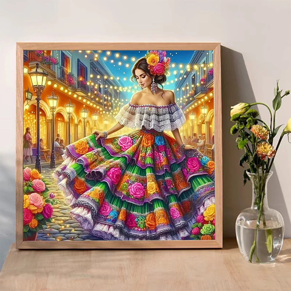 Momoart Woman Diamond Painting Kit Girl Portrait Embroidery Full Square Round Street Mosaic DIY Handmade Gift