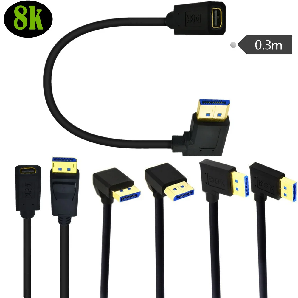 8K1.4V  up to 8K/60Hz, 4K/144Hz Supported,   DisplayPort to Mini DisplayPort Male to Female Adapter 0.3m