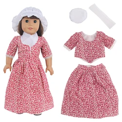 Cute Doll Dress Set For 18 inch American Dolls Gorgeous lace bikini tee+Maxi Skirt+Scarf+Hat Clothes For 43cm Baby New Born Doll