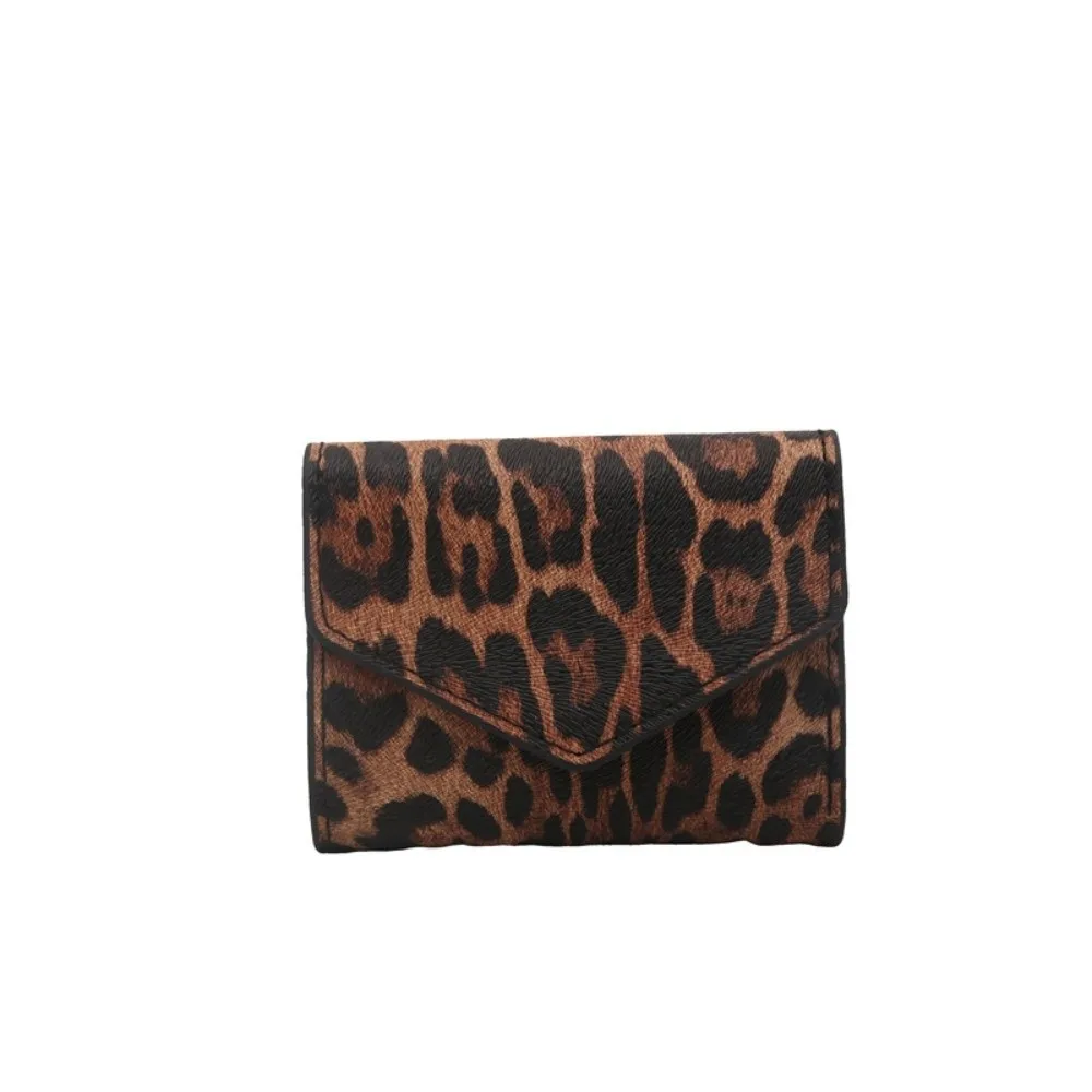 Fashion Elegant Leopard Short Wallet Korean Style PU Leather Envelope Clutch Bag Handbag Card Holder Coin Purse Gift