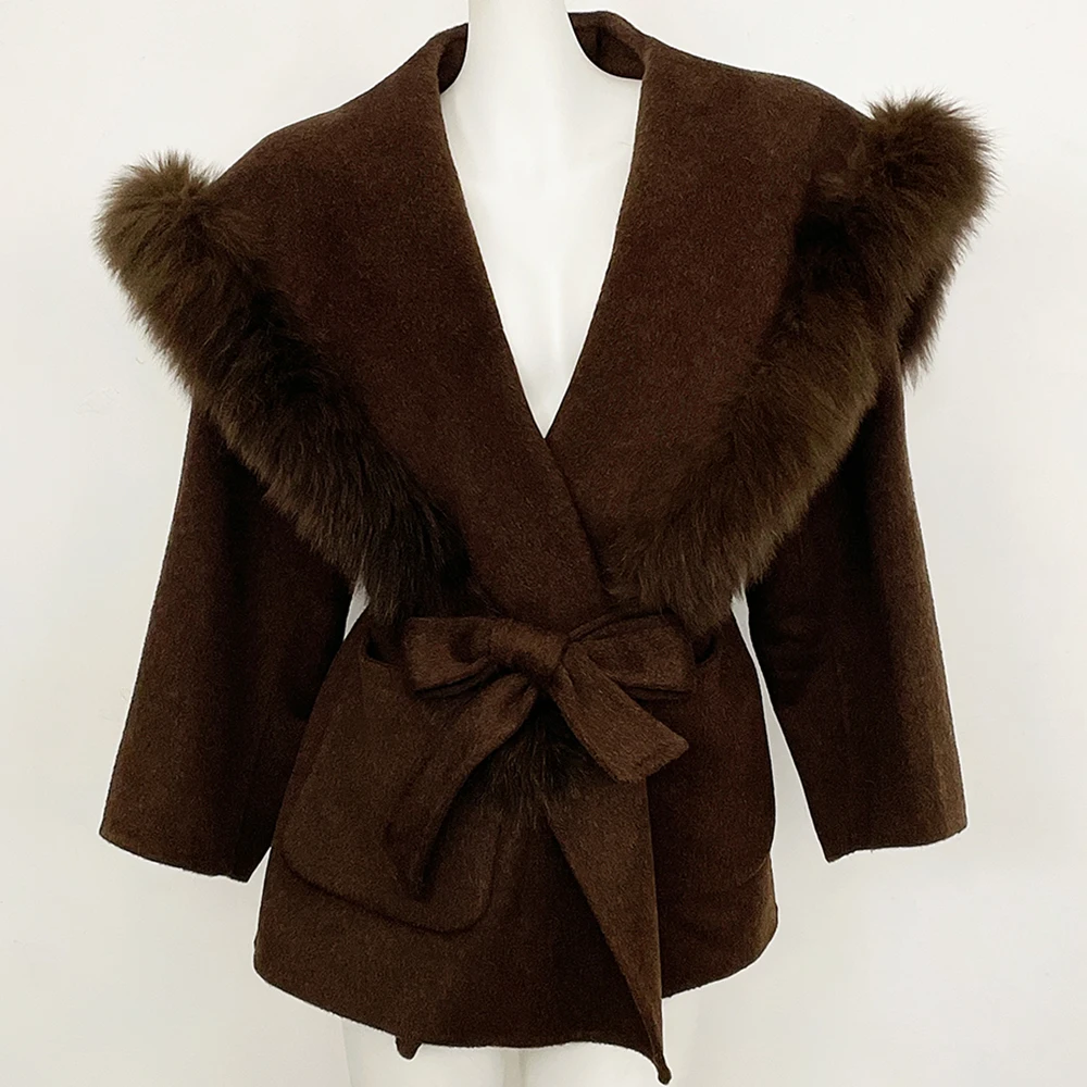 Genuine Fur Coat Elegant Soft New Arrival Simple Slim Fit Elegant Old Money Look Luxury Real Women's Wool Coat Double Faced Wool