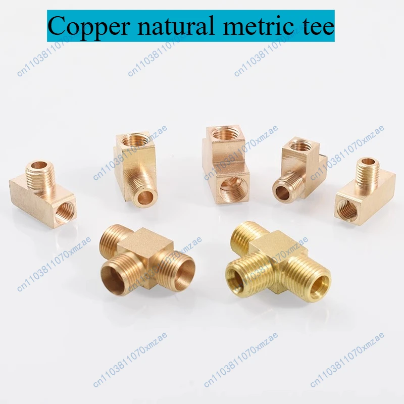 

10PCS Copper Inner Thread Tee Metric Thread M8M10M12M14M16M18 Outer Thread Pressure Gauge Adapter High Pressure