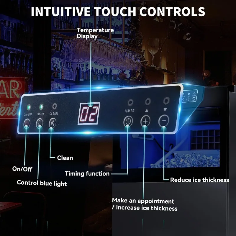 100lbs Ice Maker Machine Commercial Under Counter Ice Maker, ETL & DOE Certificated Commercial Large Ice Makers Freesta