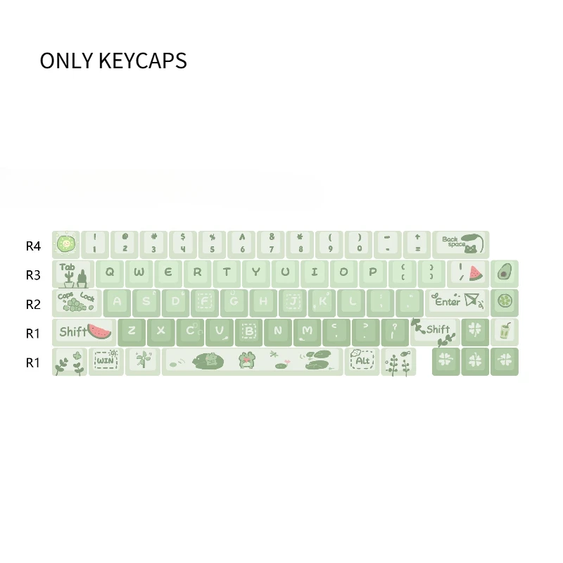 

Набор клавиш из ПБТ с тематикой мультяшного персонажа — 5-сторонняя сублимированная печать, для механических клавиатур