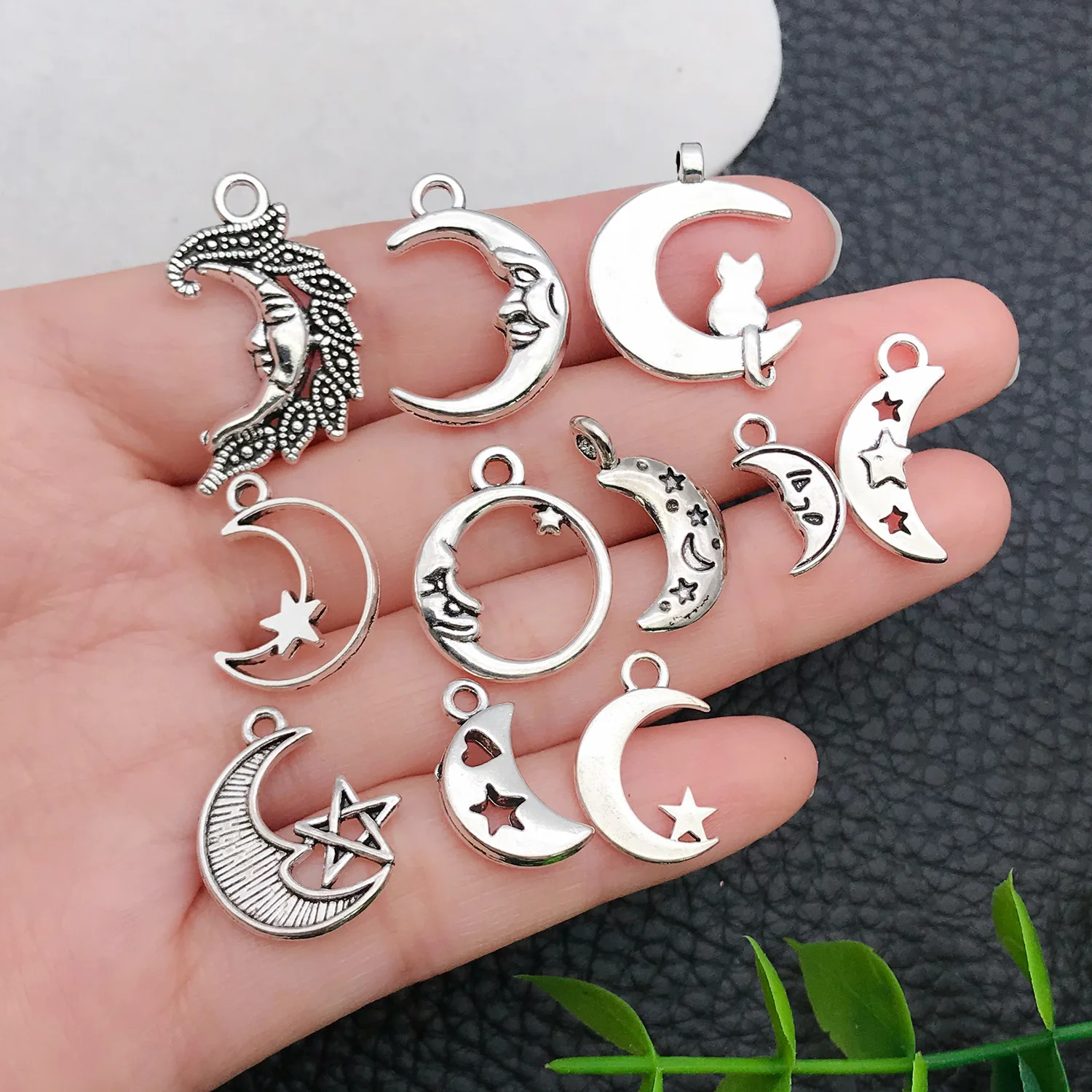 10/20Pcs 21 Styles Mixed Alloy Hollow Angel Cat Star Animal Charms for Jewelry Making DIY Handmade Natural Moon Pendant