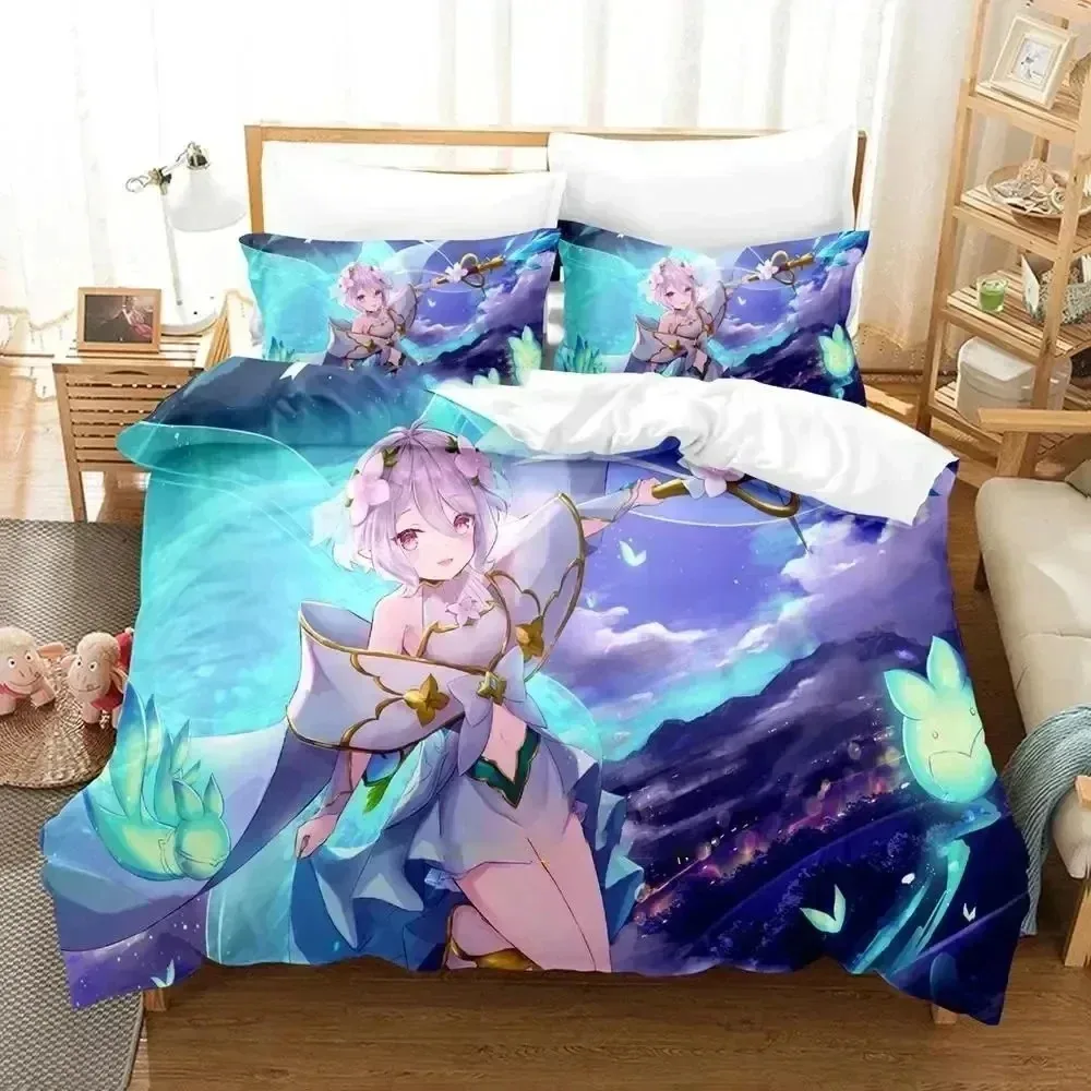 3D Print Anime Game Princess Connect! ReDive Bedding Set Duvet Cover Bed Set Quilt Cover Pillowcase Queen Boys Adult