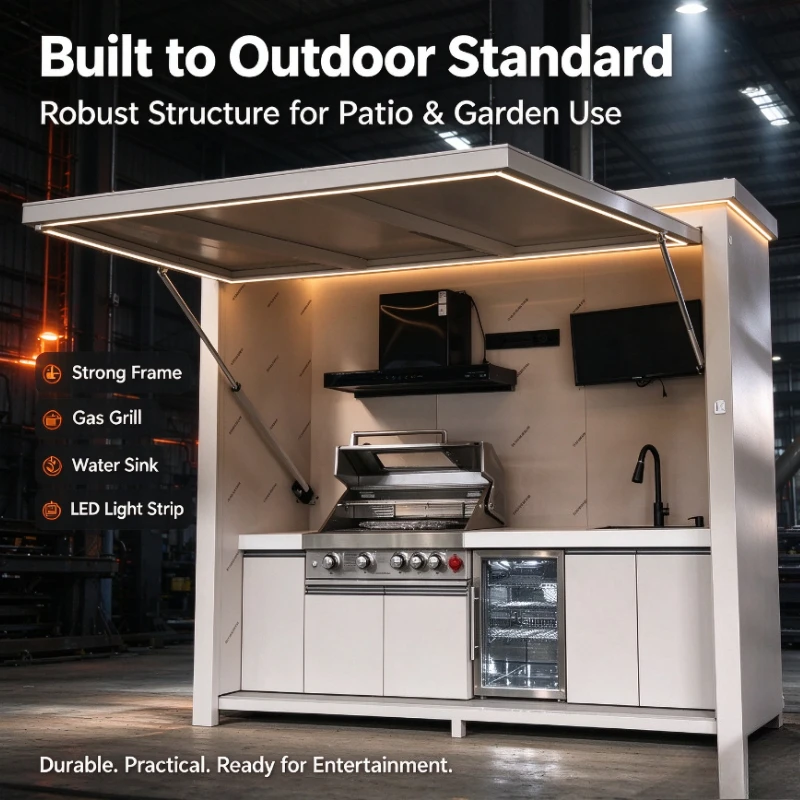 Custom Stainless Steel  Outdoor Kitchen Island with Sink and Storage Lightweight Durable and Perfect for Outdoor Cooking Spaces