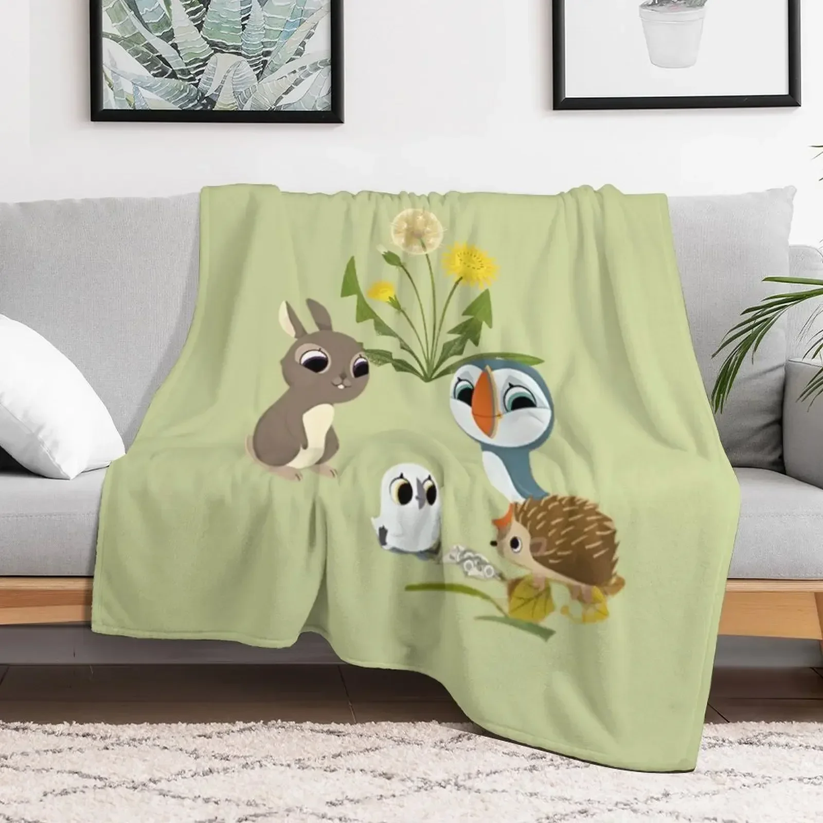 

Lovely puffin Rock together Throw Blanket for sofa Designers Beautifuls Blankets Bed Bed linens Blankets
