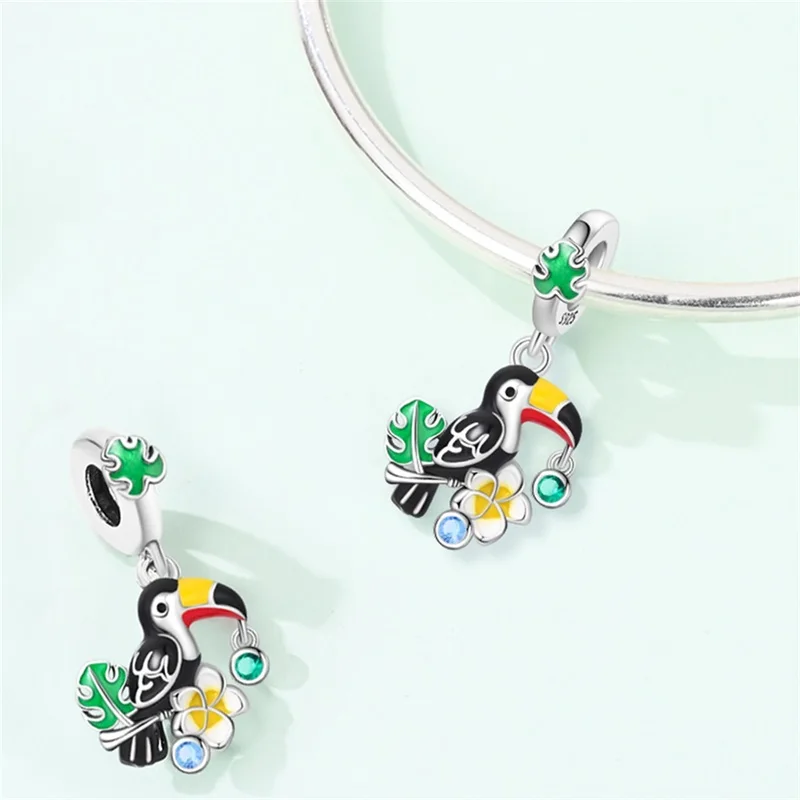 

Original 925 Sterling Silver Color Fairy Toucan Charms Beads Dangle For Women Girls Fine Birthday Anniversary Jewelry Gifts