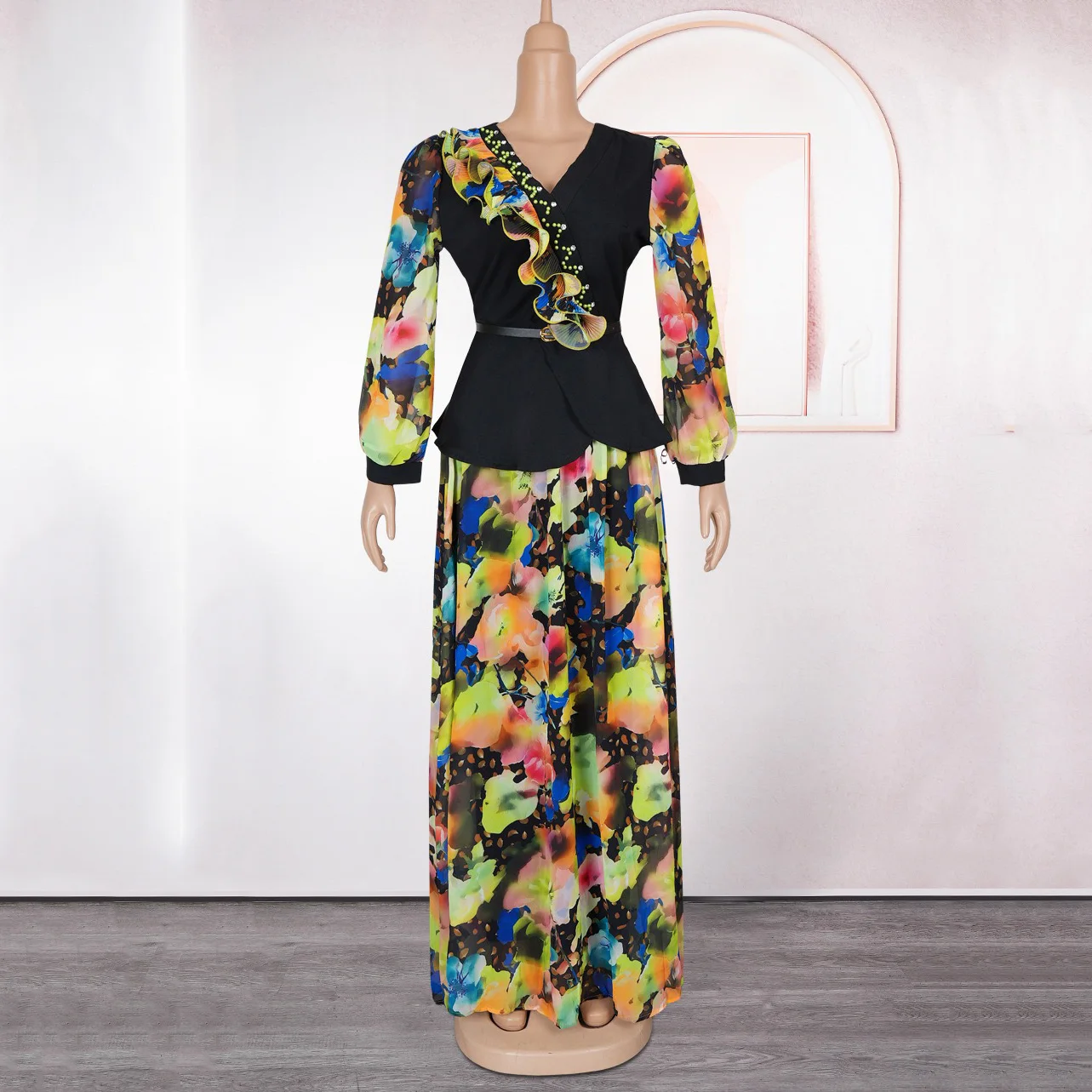 Elegant 2 Pieces Sets for African Clothes Woman 2025 New Printed Fashion Turkey Ladies Evening Wedding Party Dashiki Ankara Robe