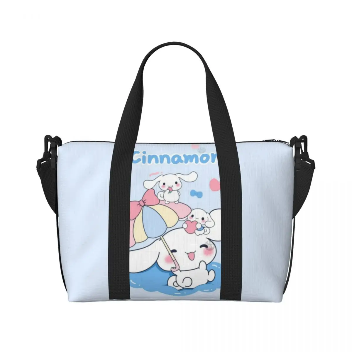 Custom Y2k Cinnamoroll Beach Tote Bag for Women Big Compartment Gym Beach Travel Bags