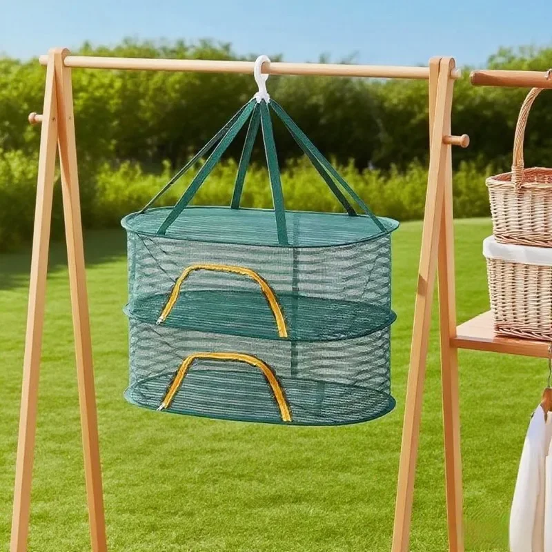 Multi Functional Drying Nets Multi Layer Suspended Drying Net Foldable Outdoor Insect Prevention Clothes Horse Home Sun Dry Rack