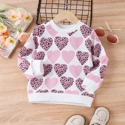 PatPat Toddler Girl Sweet Heart-shaped Pullover Hoodie Soft and Comfortable  Perfect for Outings and Daily Wear Basic Style