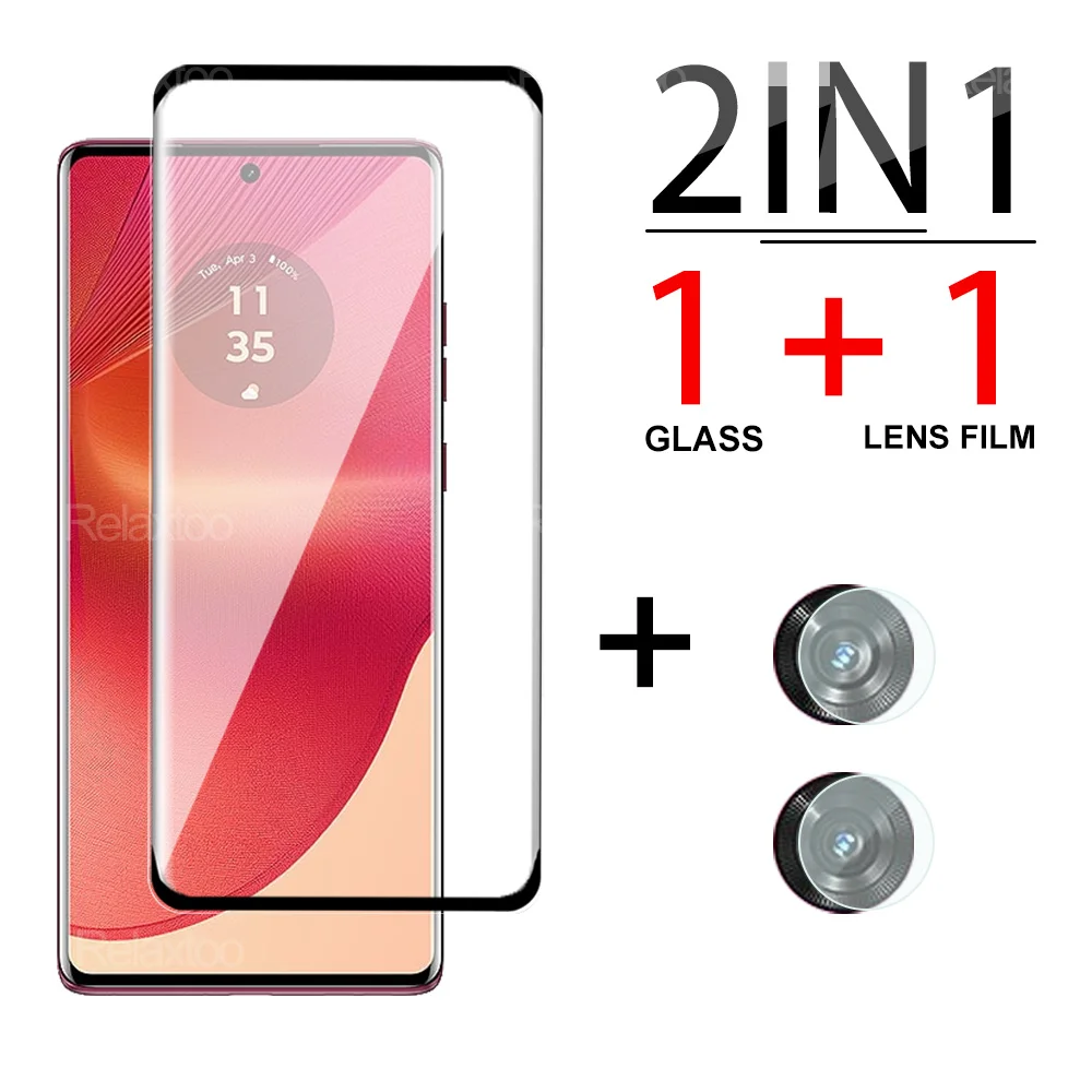 2 в 1 HD-пленка для объектива камеры Motorola Edge 50 Fusion 5G изогнутые Защитные пленки для экрана Moto Edge50Fusion Moto50 Fusion закаленное стекло