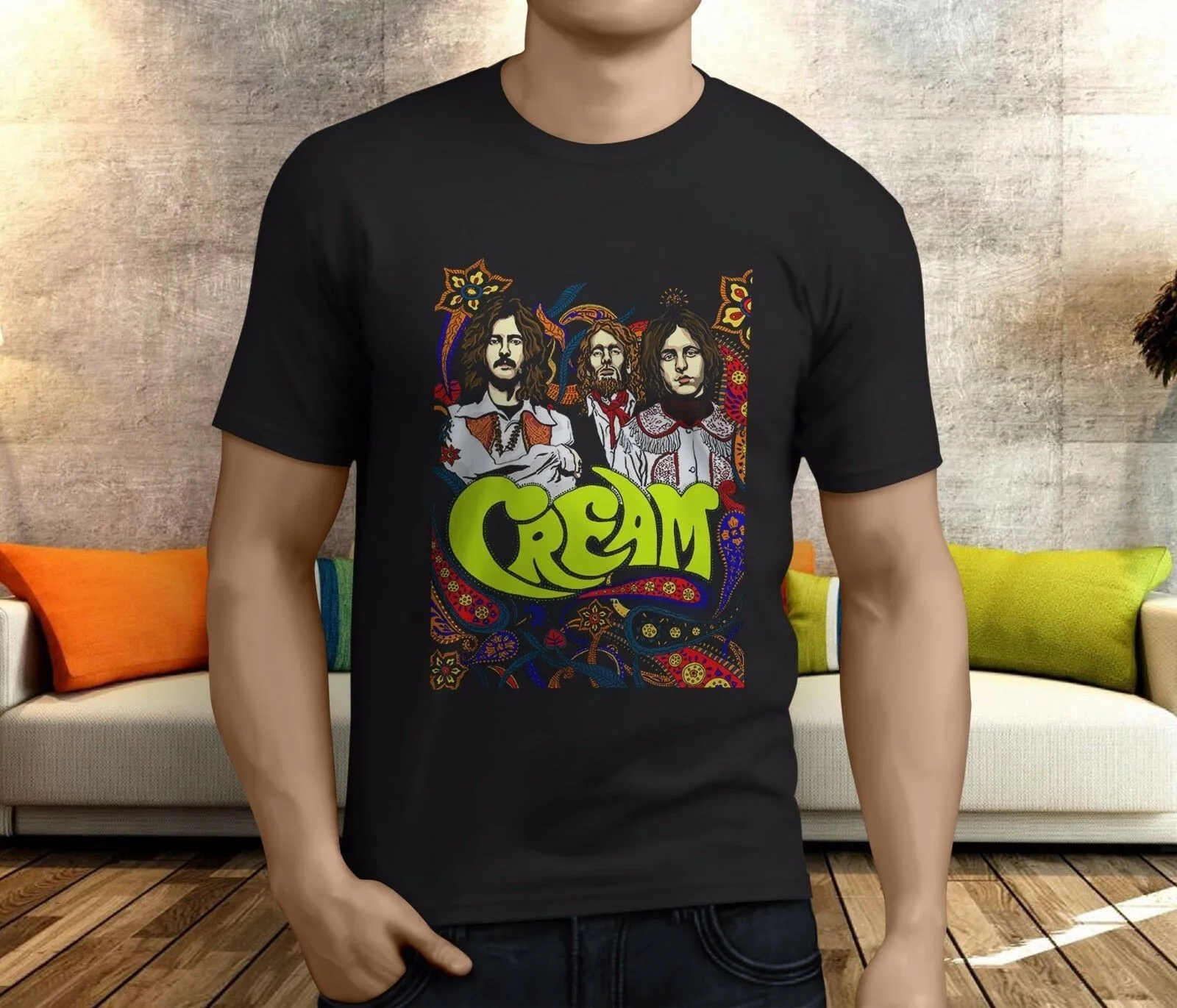 CREAM Band Eric Clapton Vintage Cotton Black Men S-4XL T-shirt SG107