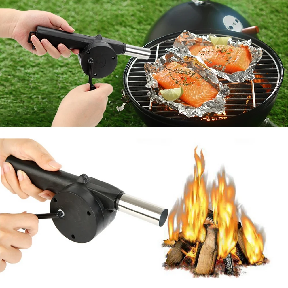 Picnic Camping Accessories BBQ Tools Portable Barbecue Fan BBQ Accessories Hand-cranked Air Blower Fire Bellows Tools