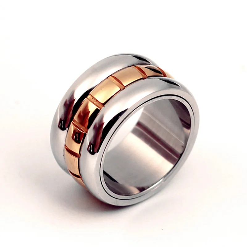   Anillos nuevos famosos de alta calidad para hombres y mujeres, anillos de amor de acero inoxidable 316L de 14KGP, 12mm de ancho, envío directo