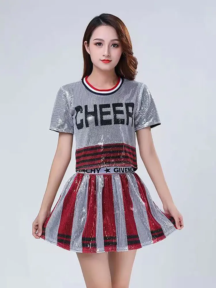 Kpop Adult Jazz Dance Costumes for Women Hip Hop Disco Bling Sequins Jazz Street Dance Clothing Women Stage Cheerleader Outfits