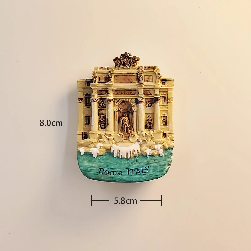 إيطاليا، روما، نافورة تريفي، مجسمة ثلاثية الأبعاد، هدايا تذكارية للسياحة، لوحة راتينج، ديكور منزلي، مغناطيس الثلاجة