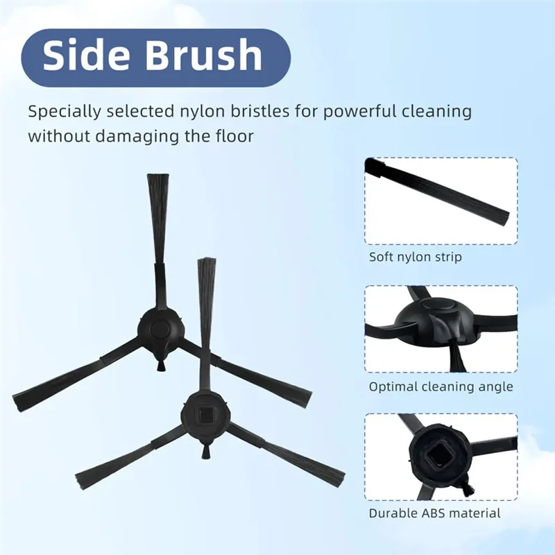 PERCHÉ-Compatibile con EZVIZ RE4/ RE4 Plus / RE5 / RE5 Plus Parti per aspirapolvere robot, Sostituzioni del filtro per mop con spazzola laterale principale