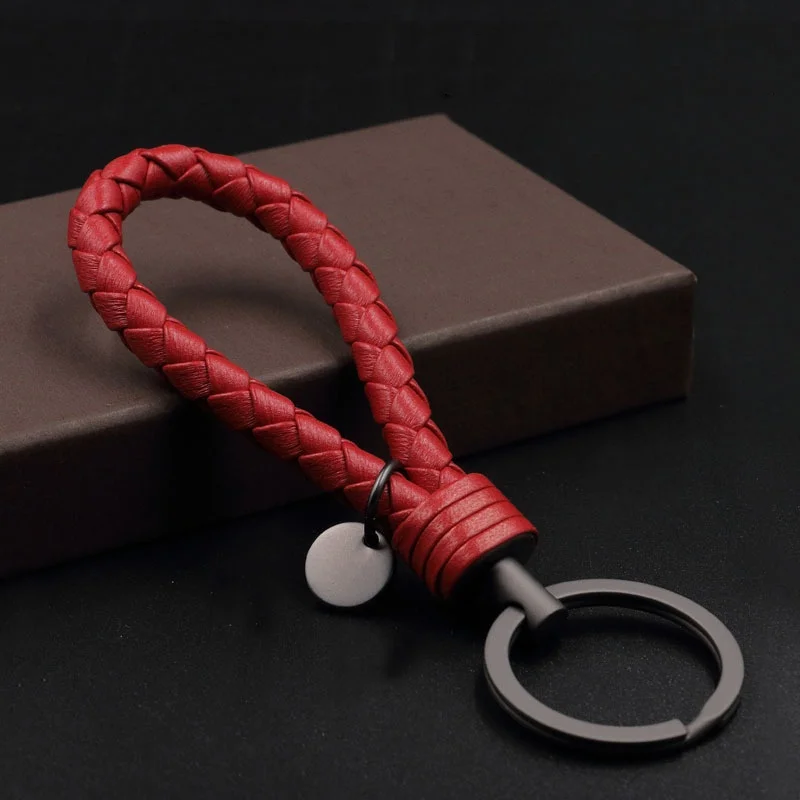 Car Woven Keychain Men\'s and Women\'s High-end Leather Car Pendant Keychain  Keyring Automobiles Parts Accessories