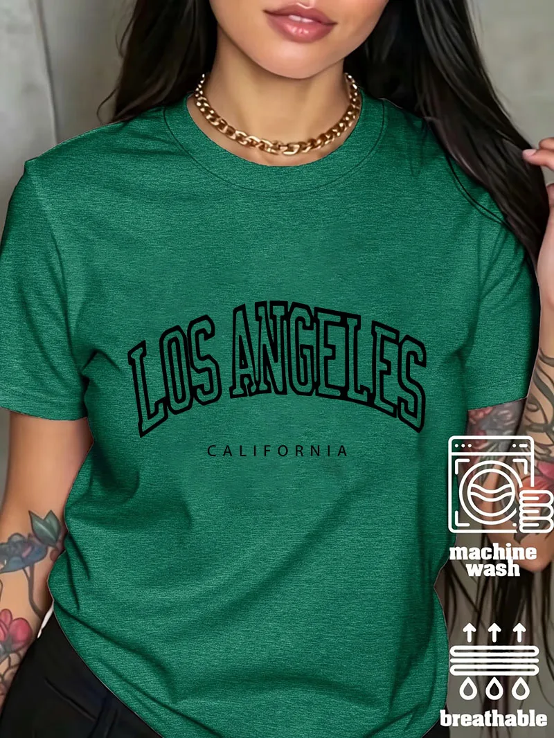 Y2K American-style Los Angeles California T-Shirt Women Short Sleeve Clothing Female Vintage Tees Casual Streetwear Summer