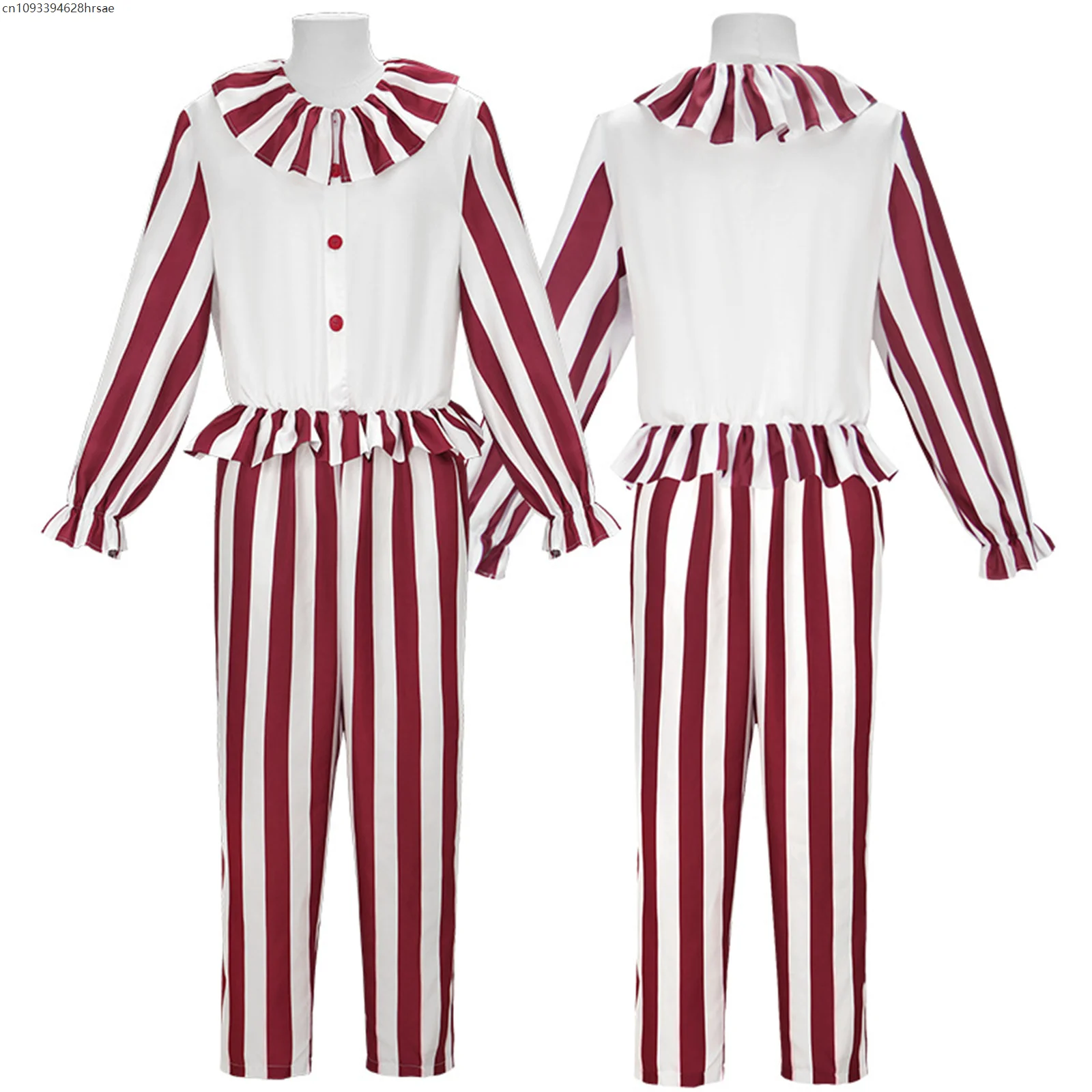

Cosplay Costume Clown Striped Jumpsuit Outfits for Men Women Halloween Carnival Party Suit 2025