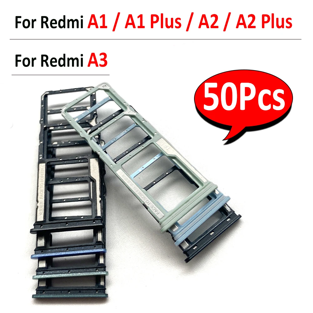 50Pcs，NEW SIM Card Holder Tray Chip Slot Drawer Holder Adapter Socket For Xiaomi Redmi A1 A2 Plus A3 (Dual Card )