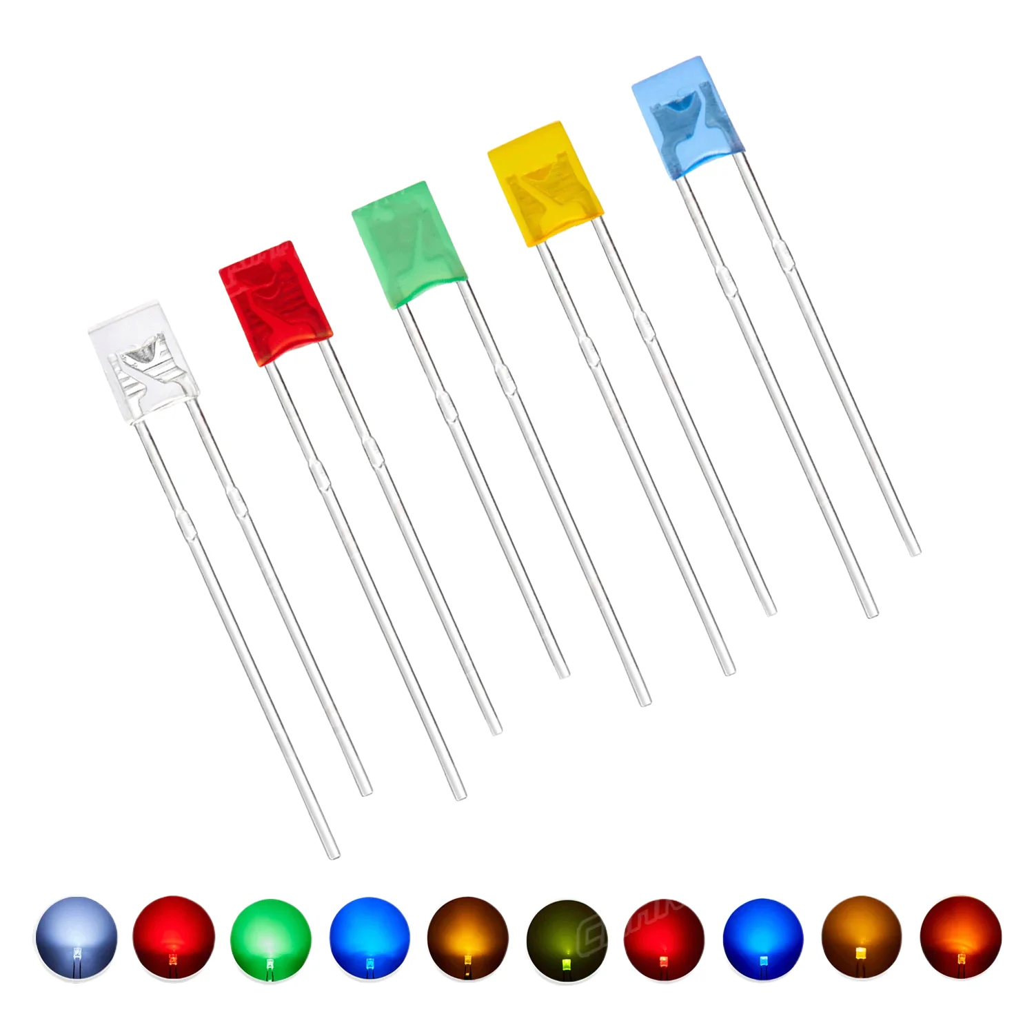 

100Pcs 2x3x4 mm Square LED Diode White Red Green Blue Yellow Orange 2x3x4mm Rectangular Clear Diffused Lights Emitting DIY Lamp