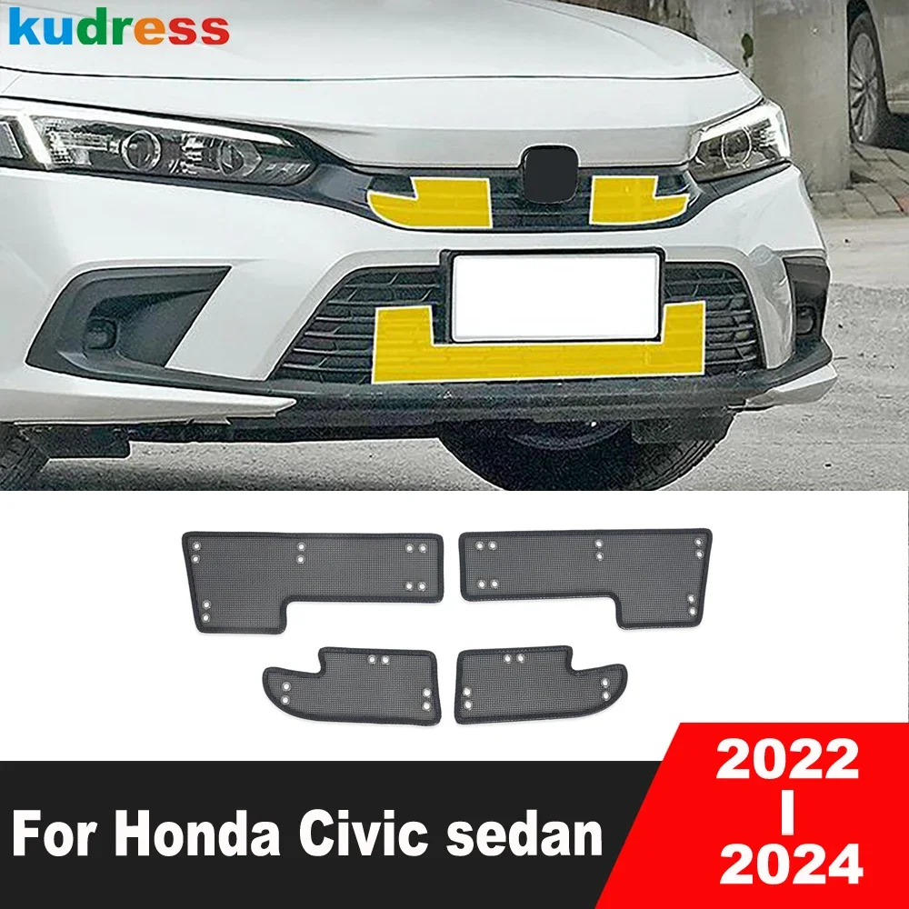 

Car Front Grill Grille Insect Net Insect Screening Mesh For Honda Civic 11th Sedan 2022 2023 2024 Protector Guard Accessories