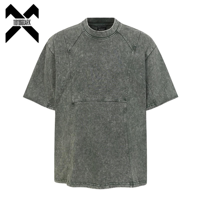 

Мужская винтажная футболка 2026 года в стиле стритвир, с эффектом потертости, пэчворк, с коротким рукавом, летняя повседневная футболка-топ