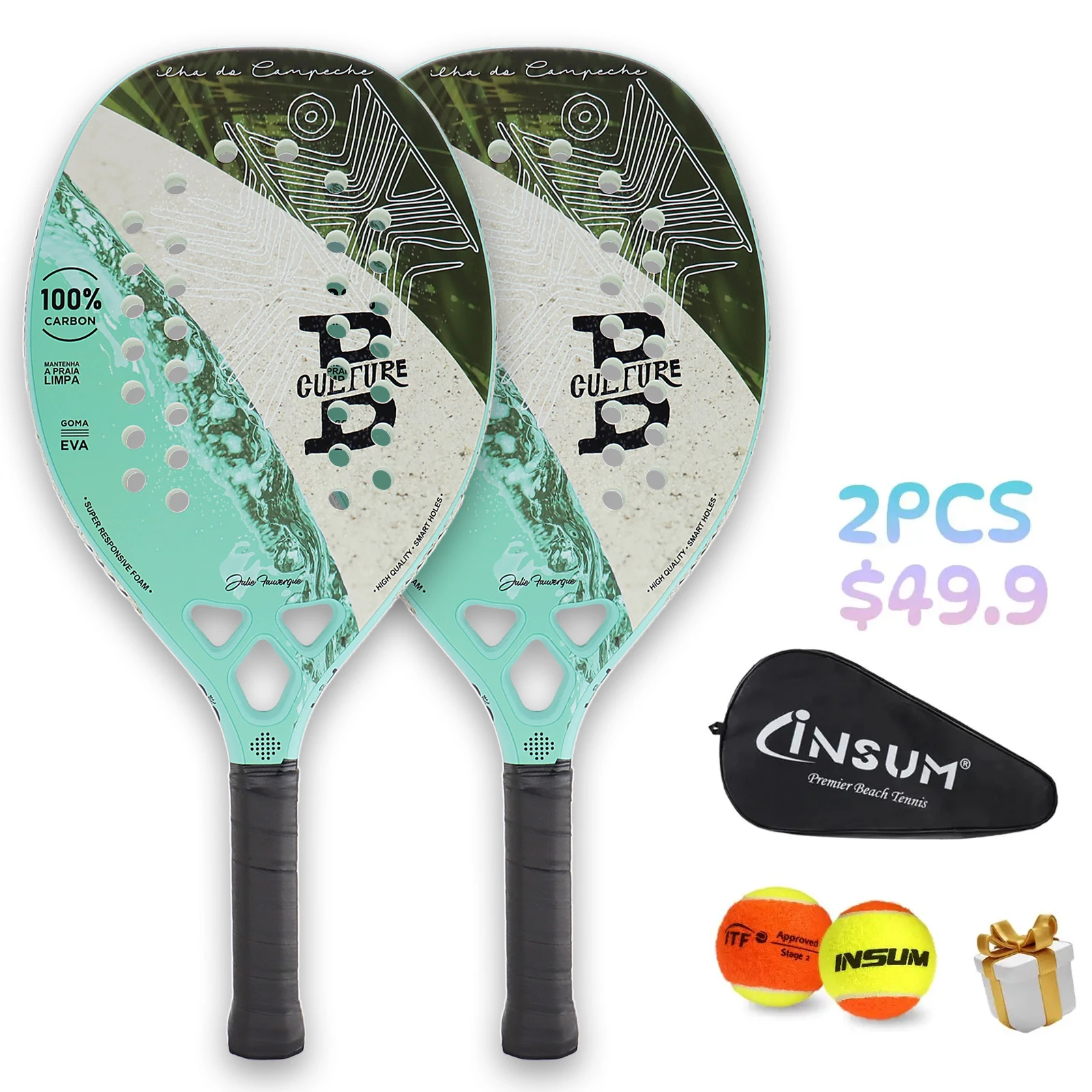 

Beach Tennis Racket Full Carbon 22mm EVA Core High Quality Raquete Beach Tennis For Men Women Beginner