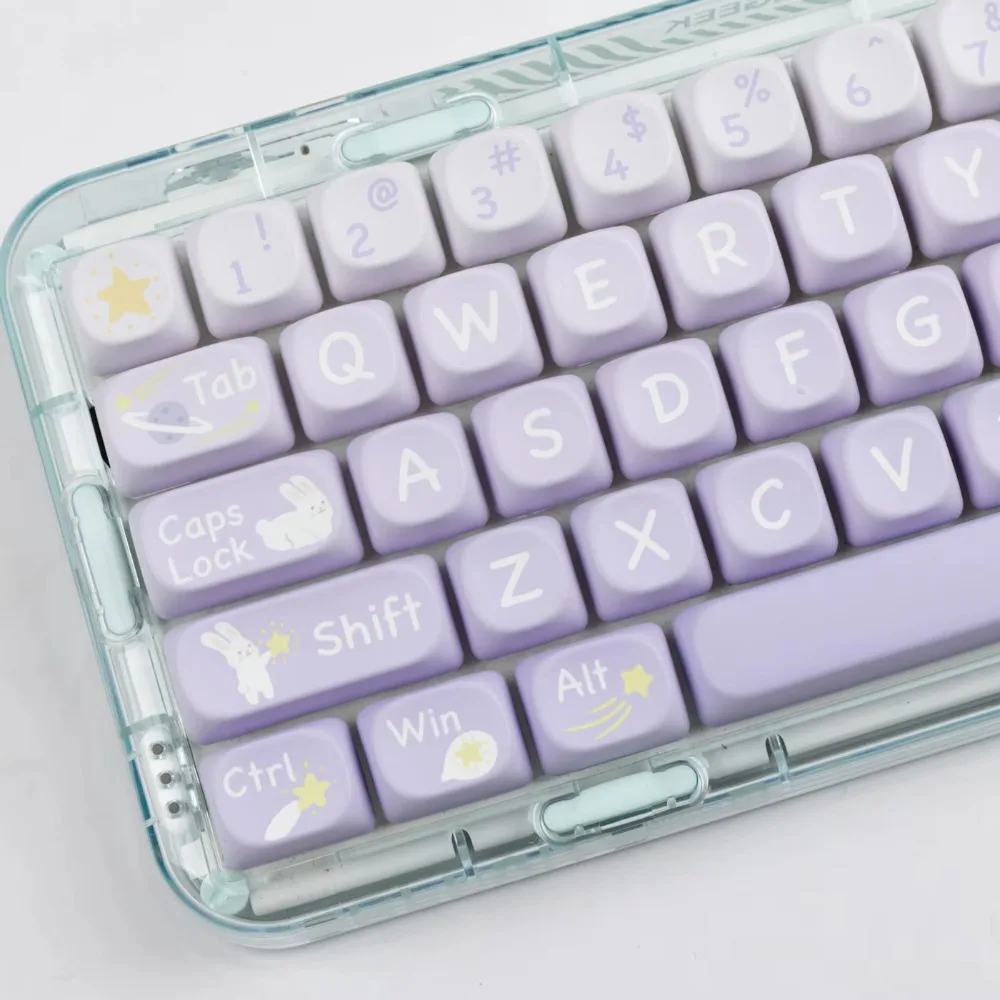 Gradient Purple Star Picking Rabbit Keycaps Cute MOA Height Cubes Sublimation Ningzhi 68 75 98 S99 104