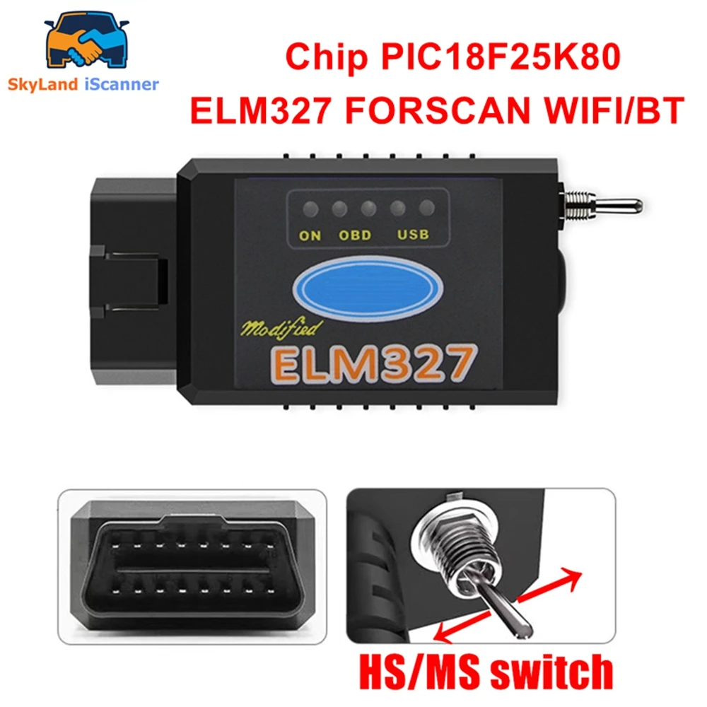 2026 Latest ELM327 V1.5 PIC18F25K80 FTDI/CH340 With Switch Code Scanner OBD2 Bluetooth Elm327 For Ford Forscan Diagnostic Tool