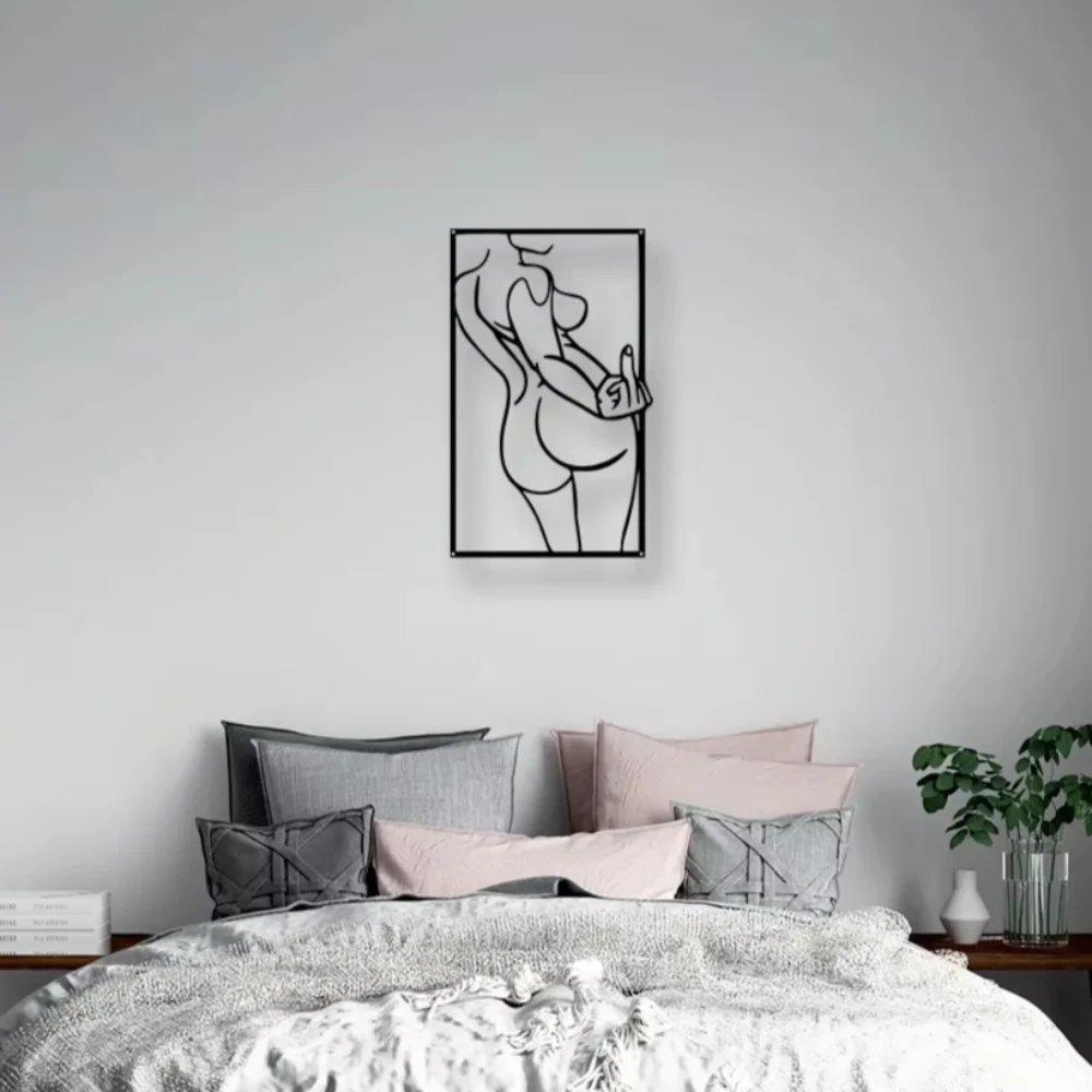 Sexy Girl Metal Wall Art Silhouette Cutout Signs Black Farmhouse Door Home Living Room Bedroom Wall Decoration Modern Style