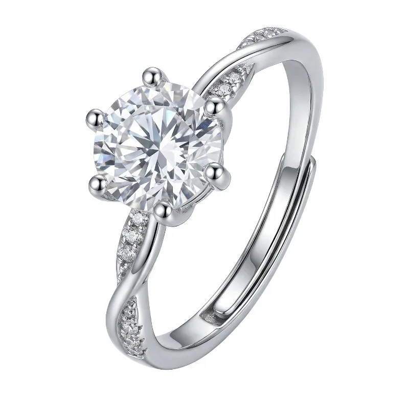Luxury Classic Six-prong Simulated Morganite Rings for Women 925 Sterling Silver Solitaire Bride Wedding Promise Jewelry Gifts