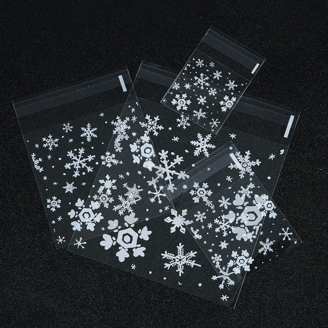 100pcs/lot Transparent Snowflake OPP Self-sealing Bags Candy Cookies Storage Bag For Christmas Party Jewelry Gifts Packing Pouch